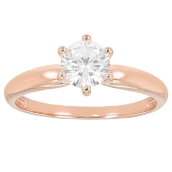 White Cubic Zirconia 18K Rose Gold Over Sterling Silver Solitaire Ring 1.35ctw