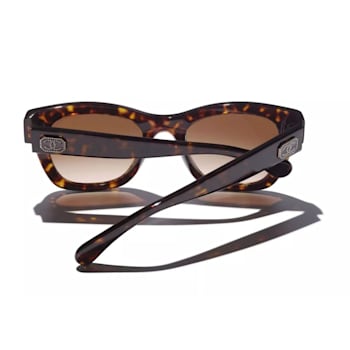 Chanel Dark Brown Tortoise "CC" Logo Accent Frame/ Brown Lens Sunglasses