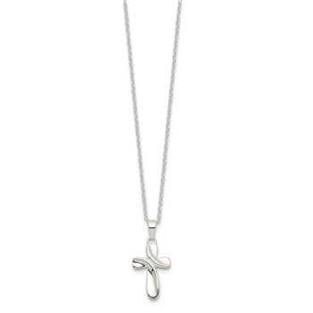 Rhodium Over Sterling Silver Cross Necklace