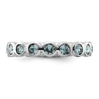 Sterling Silver Stackable Expressions Blue Crystal Ring