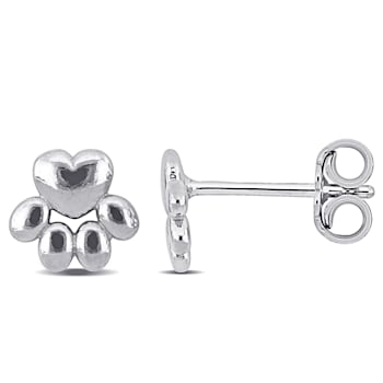 Children's Paw Stud Earrings in Sterling Silver