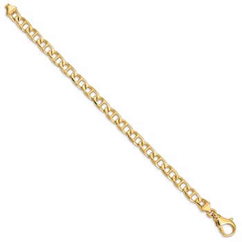 14k Yellow Gold 6.5mm Hand-polished Fancy Link Bracelet
