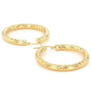 Mirror Faceted Hoop Earrings In 18K Gold Over Bronze