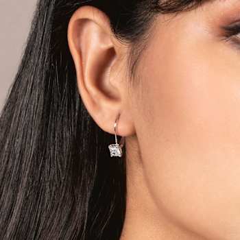 White Cubic Zirconia 14k White Gold Earrings With Velvet Gift Box 1.00ctw
