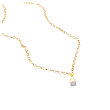 Lab Created White Sapphire 18K Yellow Gold Over Sterling Silver Pave
Padlock Pendant Charm