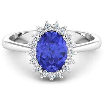 1.63ctw Violet Tanzanite and Diamond 14K White Gold Halo Ring