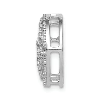 Rhodium Over 14k White Gold Diamond Celtic Circle Chain Slide
