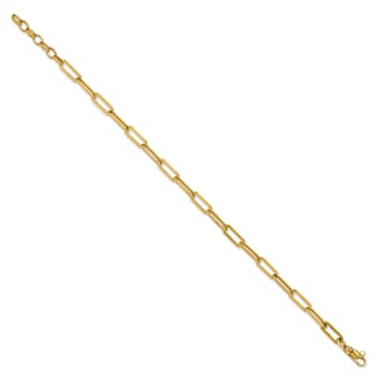 14K Yellow Gold Polished Fancy Link with 1-inch Extension Bracelet