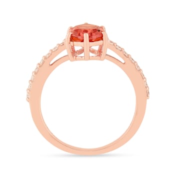 Peach Orange Lab Created Padparadscha Sapphire & Moissanite  14K
Rose Gold Over Silver Orange Ring