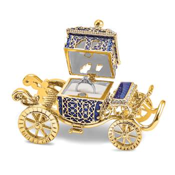 ROYAL BLUE Carriage with Ring Pad Trinket Box