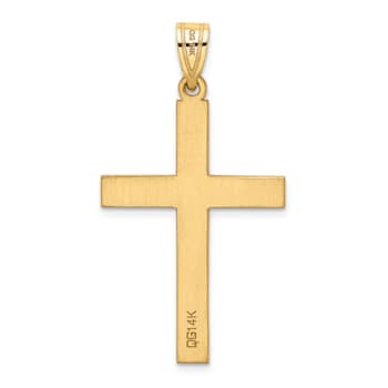 14k Yellow Gold Polished Diamond Cross Pendant
