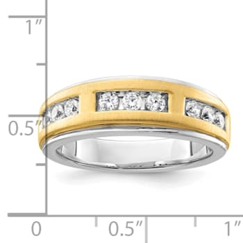 14K Two-tone Yellow and White Gold Lab Grown Diamond Men's Ring
