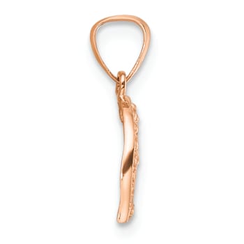 14k Rose Gold Diamond Open Heart Pendant