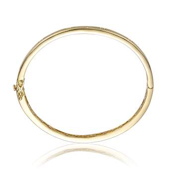 CZ Bezel Set Bangle Bracelet In 14K Gold Over Brass