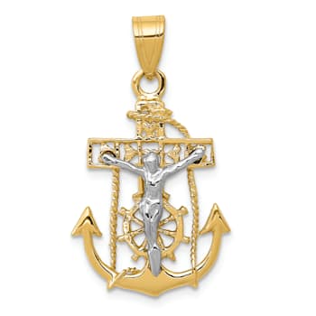 14K Yellow and White Gold Mariners Cross Pendant