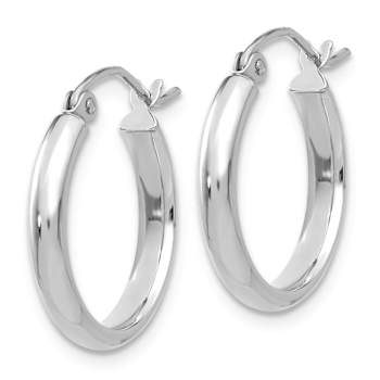 Rhodium Over 14k White Gold 13/16" Hoop Earrings