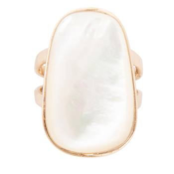 Barse Mother-Of-Pearl Open-Design Statement Ring In Bronze