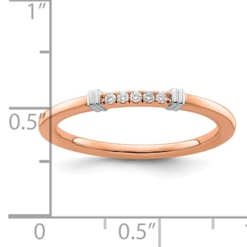 14K Rose and White Gold Two Tone Stackable Expressions Diamond Ring 0.04ctw