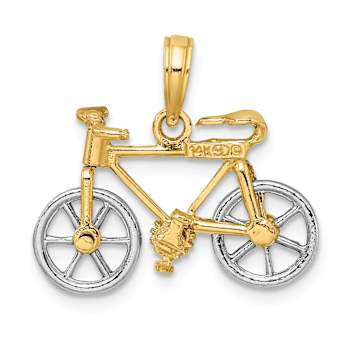 14k Two-tone Gold 3D Bicycle with Moveable Tires Charm