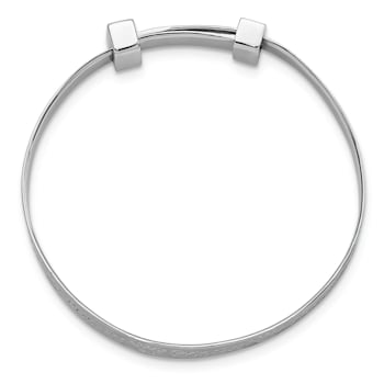 Rhodium Over Sterling Silver Pink Cubic Zirconia Princess Adjustable Bangle
