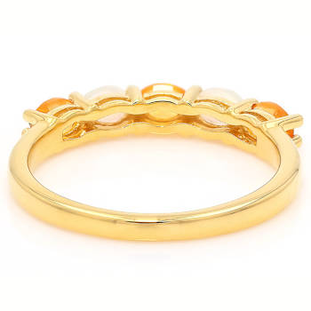 Opal And Fire Opal Band Ring In 18K Gold Over Sterling Silver 0.49ctw