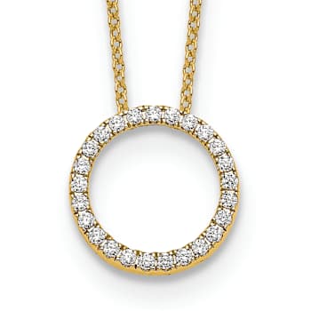 10k Yellow Gold 0.25 ctw Diamond Circle Pendant with 18 inch Cable Chain