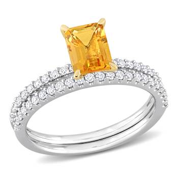 Citrine and Diamond 14K Yellow Gold Bridal Ring 1.48ctw