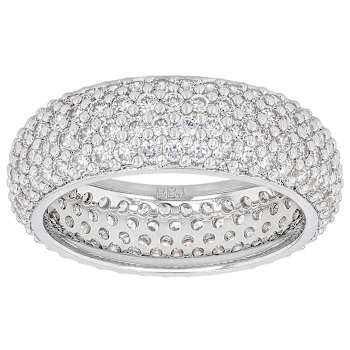CZ Stackable Band Ring Set in Rhodium Over Brass