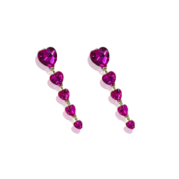 Off Park® Collection, Fushia Pink Graduating Heart Crystal Earring.