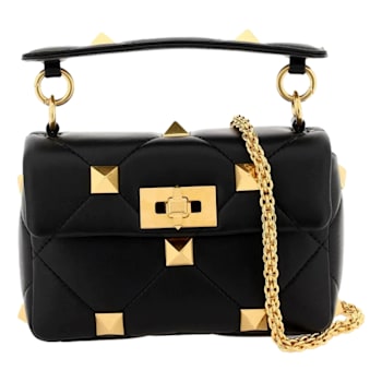 Valentino Garavani Roman Stud Small Crossbody Bag Black Nappa Leather