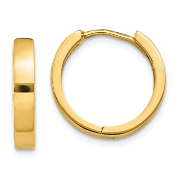 14k Yellow Gold 9/16" Round Hinged Hoop Earrings