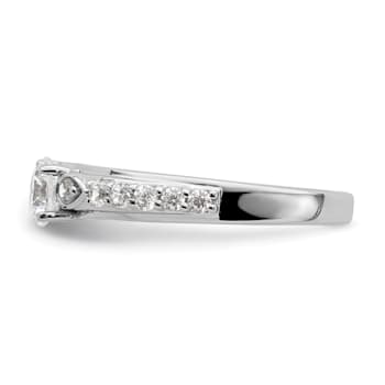Rhodium Over 10K White Gold Lab Grown Diamond VS/SI GH, Engagement Ring 0.74ctw
