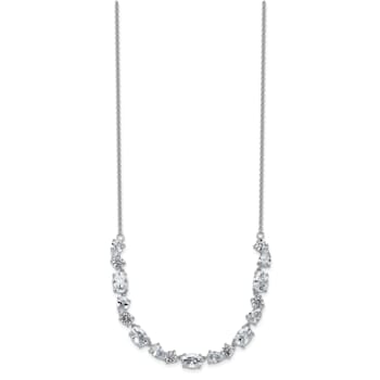 Rhodium Over Sterling Silver Polished Fancy Cubic Zirconia Necklace