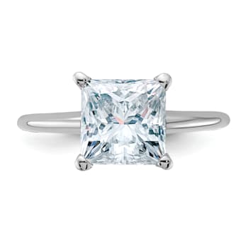 Rhodium Over 14K White Gold 2 1/2 ct. D E F Pure Light Princess
Moissanite Solitaire Ring