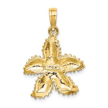 14k Yellow Gold Textured Starfish Charm