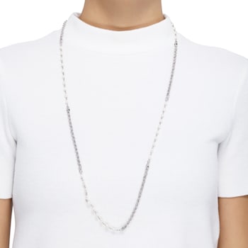 4-4.5mm Off-Round White Freshwater Pearl Sterling Silver Station Necklace