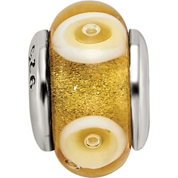 Sterling Silver Yellow Hand-blown Glass Bead