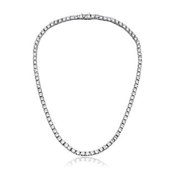 CZ Tennis Necklace In Sterling Silver