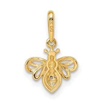 14K Yellow Gold Cubic Zirconia Bumble Bee Pendant
