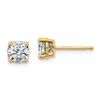 14K Yellow Gold 1ct. 5.0mm Cushion G H I True Light Moissanite Earrings