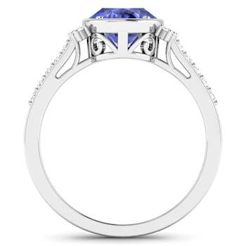 1.71ctw Violet Tanzanite and Diamond 14K White Gold Halo Ring