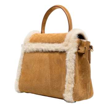 Versace Brown Leather with Beige Sherling Trim La Medusa Top-Handle Mini Bag