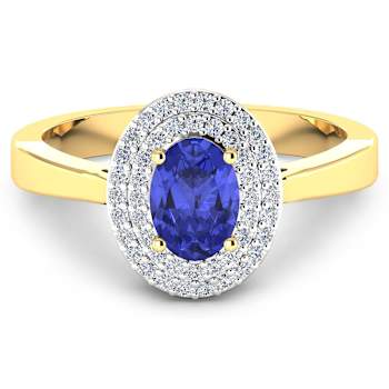 0.91ctw Violet Tanzanite and Diamond 14K Yellow Gold Halo Ring