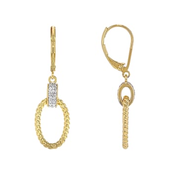 Diamond Station Link Dangle Earrings With Rope Design