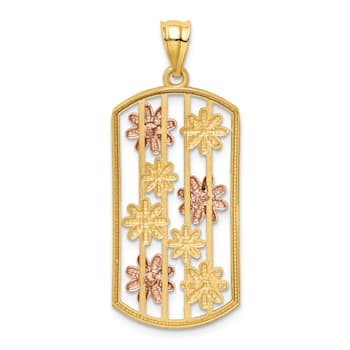 14k Yellow Gold and 14k Rose Gold with Rhodium Over 14k Yellow Gold
Framed Daisy Pendant