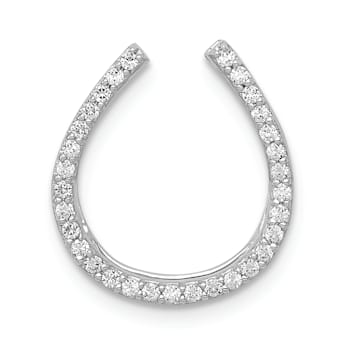 Rhodium Over 14k White Gold Diamond Horseshoe Chain Slide Pendant