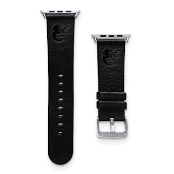 Gametime MLB Baltimore Orioles Black Leather Apple Watch Band (38/40mm
S/M). Watch not included.