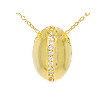 Small Dome Pendant With CZ In 18K Gold Over Sterling Silver