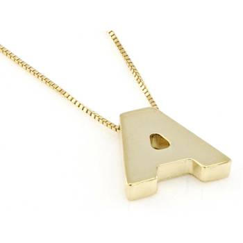 Block Letter A Initial Necklace In 10K Yellow Gold