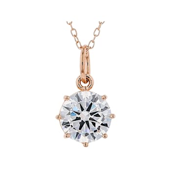 Solitaire CZ Pendant And Ring Set In 18K Rose Gold Over Sterling Silver